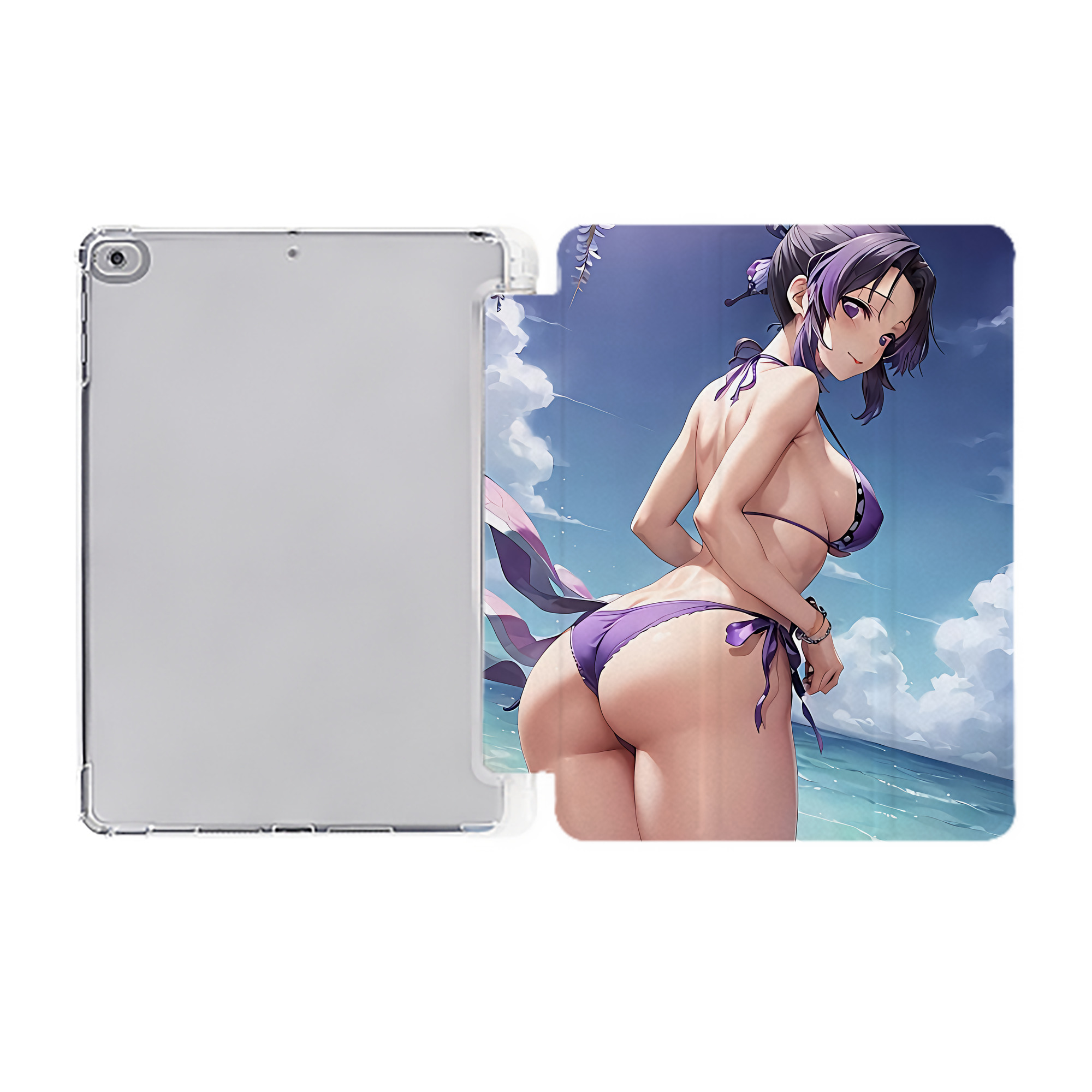 （画像用） 鬼滅の刃（きめつのやいば）蟲柱-胡蝶 しのぶ／こちょう しのぶ Kochou Shinobu IPad ケース ペン収納付き 三つ折りスタンド PUレザー×シリコン 対応機種9.5/10.5/10.9インチ